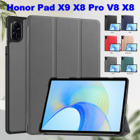 สำหรับ Honor Pad X9 ELN-W09 X8 Pro 11.5 "2023 V8 11.0" BRT-W09 X8 10.1 "AGM3-W09HN เคสป้องกันแท็บเล็ตแฟชั่นพับสามทบเคสคุณภาพสูงปกหนังพลิกสีทึบ