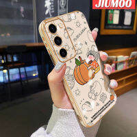 JIUMOO เคสปลอกสำหรับ Samsung Galaxy S23บวกและ S23พิเศษ,เคสขอบสี่เหลี่ยมด้านข้างเคลือบด้วยสีเทียนน่ารักพร้อมเคสมือถือกันกระแทกฝาปิดเลนส์เต็มรูปแบบเคสซิลิโคนนิ่ม