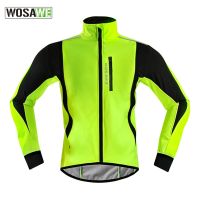 WOSAWE Winter Warm Up Thermal Fleece Men Cycling Jacket MTB Bicycle Windproof Reflective Riding Jersey Windbreakers Coat