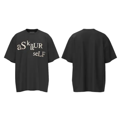 ✎✻ﺴ Askyurself เสื้อยืดแขนสั้น พิมพ์ลายตัวอักษร ทรงหลวม สไตล์วินเทจ แฟชั่นสตรีท