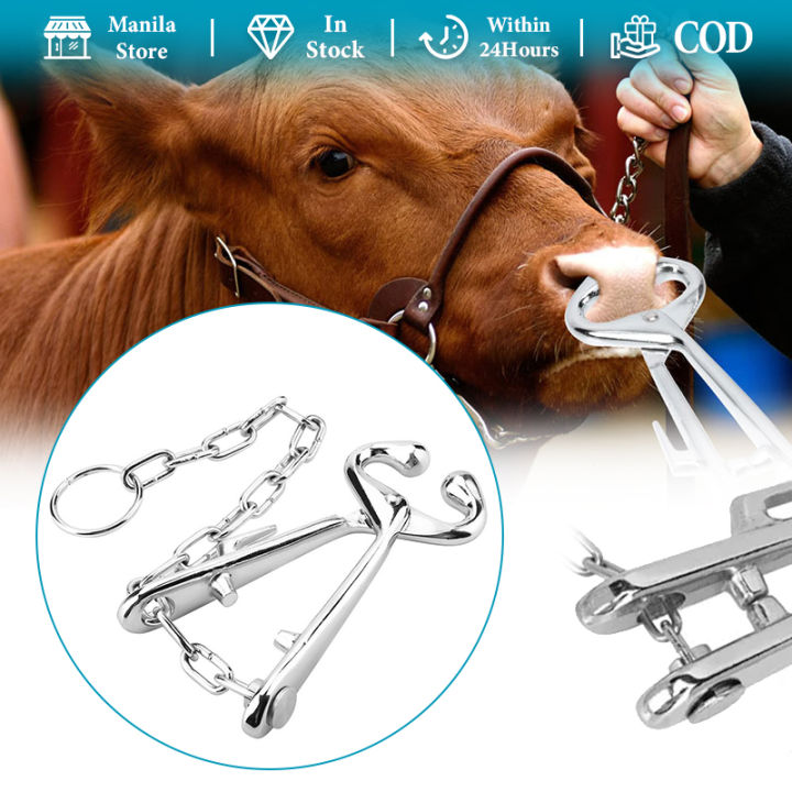 Stainless Steel Cow Nose Lead Cattle Nose Pliers Bovine Clip with Chain ...