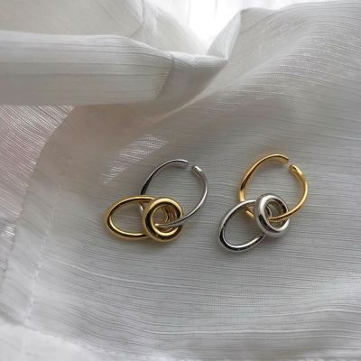 【YF】 AOMU 2020 New Vintage Metal Geometric Round Oval Ear Cuff Earrings for Women No Piercings Hit Color Jewelry
