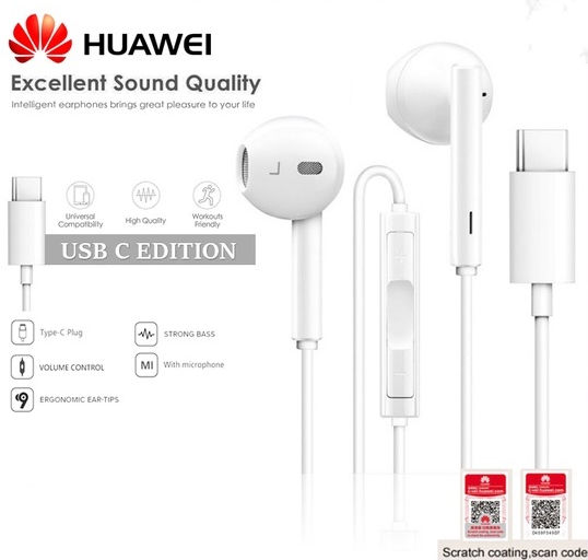 Original HUAWEI Type-C Hi-Res Earphone USB TYPE C Earpiece Mic Volume For Huawei P20 P40 Pro M | Lazada