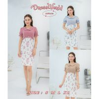 DW9306-DRESS WORLD - เดรส.คอหยักลายดอก (เช็คสต็อคสินค้าก่อนสั่งซื้อ)