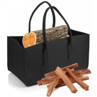 Felt Firewood Storage Bag Fireplace Wood Organizer Bags Shopping Pocket Home Storage Bags Black Gray