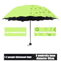 【 Cw】ผู้หญิงฮอตแบบพกพาร่ม Windproof 3พับดอกในน้ำเปลี่ยนสีป้องกันรังสียูวีซันฝน Umbrellahot