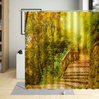 Autumn Country Scenery Shower Curtain Rural leaves Forests Natural Landscape Bathroom Set With Hooks Bath Curtains Waterproof