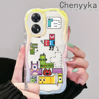 เคส Chenyyyka สำหรับ OPPO Reno 8 T 5G Reno8 T A1 Pro Reno 8 5G Reno 8 Pro 5G เคสการ์ตูนน่ารัก Spoof Monster Tetris วัสดุอัพเกรดเนื้อครีมขอบคลื่นกันกระแทกแบบใสนิ่มเคสมือถือโปร่งใสลายกล้องถ่ายรูปฝาครอบป้องกัน