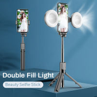 ไม้เซลฟี่ไร้สายที่รองรับบลูทูธพร้อมไฟวงแหวน Led ขาตั้งกล้องแบบพับได้ Monopod สำหรับ สำหรับ Android Live Tripod