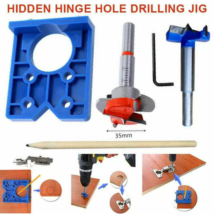 35mm Concealed Hinge Hole Jig For Kitchen Doors With Saw Drill