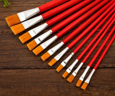【YF】 Rod red oil paint brush nylon 1-12 number suit of manufacturers direct sales painting watercolor artist Art Supplies