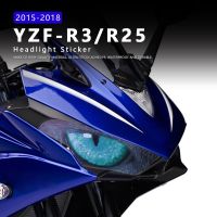 ♕▪3D สติกเกอร์ตัวป้องกันไฟหน้า YZFR3 YZFR25,รูปลอกป้องกันอุปกรณ์เสริมรถจักรยานยนต์สำหรับ Yamaha YZF R3 R25 2015 2016 2017 2018