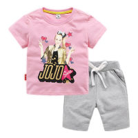 JOJO Siwa เซ็ตกางเกงขาสั้นฤดูร้อนแขนสั้น2ชิ้นเสื้อยืดแฟชั่นเด็กหญิงเด็กชายลำลองใหม่การ์ตูนผ้าฝ้าย0000เด็กสไตล์เกาหลี