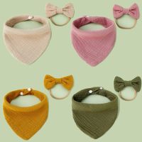 【DT】hot！ Baby Muslin Bibs Scarf Cotton Soft Infant Bows Headbands Newborn Slabber Absorbent Burp