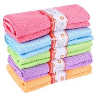 5 PCS Quick Dry Lint Free Cleaning Cloth Fish Scale Microfiber Cleaning Rags for House, Kitchen, Car, Window 16x20 Inch