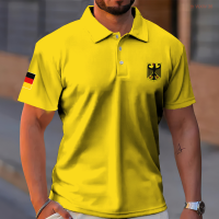 【high quality】  Mens Casual Short Sleeved Polo Shirt, Oversized T-shirt with National Emblem Pattern, Summer Fashion Trend