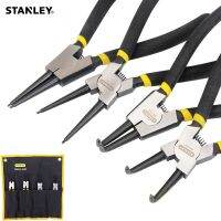 Stanley ชุดคีมหนีบ/ถ่างแหวนคุณภาพสูง4ชิ้น/เซ็ต7นิ้วชุดเครื่องมือภายในภายนอกคีมปลายแหลมสำหรับล็อกแหวนอัตโนมัติ