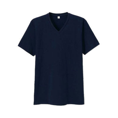 Tatchaya เสื้อยืด คอตตอน สีพื้น คอวี แขนสั้น สีพื้น Navy Blue (สีกรมท่า) Cotton 100%