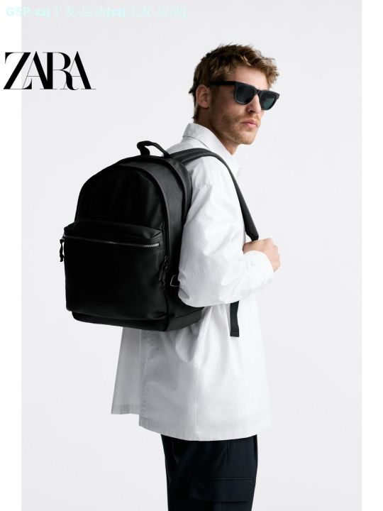 zara-ส่วนลดฤดูกระเป๋าผู้ชายสำรวยกระเป๋าเป้ไนล่อนสะพายหลังสีดำ3224120-800