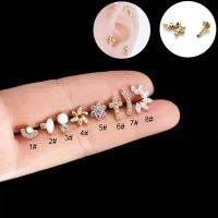 【LZ】¤✤♈  G23 Titânio Piercing Labret Studs Goth Geométrica CZ Rosca Interna Lábio Orelha Prego Hélice Cartilagem Conch Jóias do Corpo