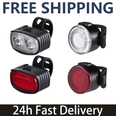 ✠❀▽ Cycling Bicycle Front Rear Light Set Bike USB Charge Headlight Light MTB Waterproof Taillight LED Lantern Bicycle Accessories