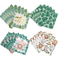 【LZ】 20pcs Wild One Palm Leaves Animal Napkins Jungle Safari Birthday Party Decoration Tropical Hawaii Themed Party Decoration Tissue