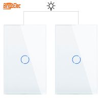 Bingoelec 118mm US Sensors Touch Switch 1/2/3gang 2Way Light Switches for Stairs Corridor Hall Glass Panel Waterproof 2pcs/pack Power Points  Switches