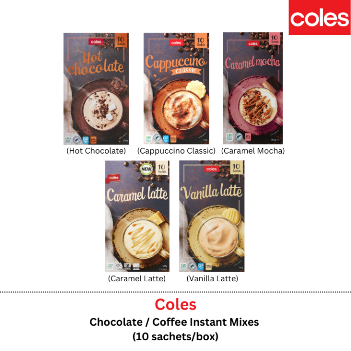 🇩🇪 Coles Instant Mixes (Hot Chocolate / Cappuccino Classic / Caramel