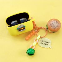 ❡ﺴ Cute Hamburg Silicon Cover for Jabra Elite 75T/ Active 75T Case Bluetooth Earphone Protect Case with Portable Finger Ring