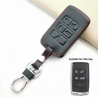 ◙ Fashion Leather Car Remote Key Case Cover Fob For Land Rover Range Rover Evoque Discovery Sport Velar For Jaguar XE E-PACE XF
