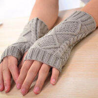 Half Finger Fingerless Knit Wrist Women Fashion Solid Color Winter Warm Workout Short