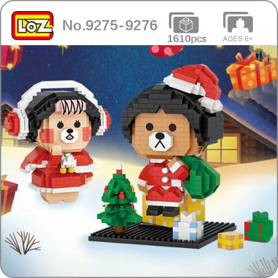 LOZ สัตว์โลกคริสต์มาสหมี2ชิ้นซานตาคลอสเสื้อต้นไม้ของขวัญ DIY มินิเพชรอิฐบล็อกอาคารของเล่นสำหรับเด็กไม่มีกล่อง