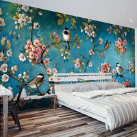 【cw】 Diantu Photo Wallpaper Stereo Chinese Flowers Birds Mural Bedroom Room New Design Texture  Floral