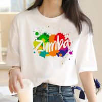 เสื้อยืดพิมพ์ลายเต้น Zumba เสื้อยืดนักเต้นตลกสีรุ้งสำหรับผู้หญิงเสื้อยืดฤดูร้อนแขนสั้นสำหรับผู้หญิงเสื้อยืดฮาราจูกุ