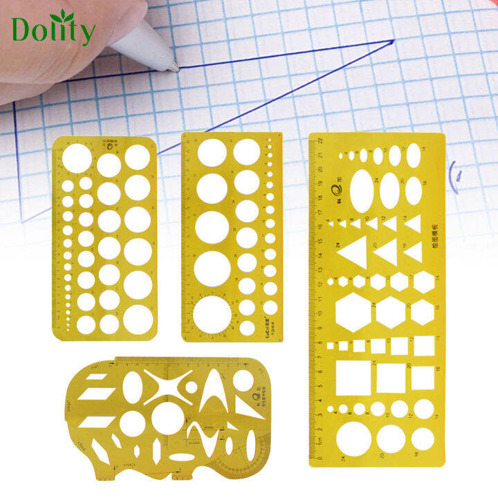 Dolity Geometric Template Ruler Geometry Rulers Stencil for Designing ...