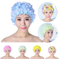 3D Flower Swim Pool Hat Breathable Water Sports Hat Soft Long Hair Swimming Bath Cap Ear Protection Comfortable Pool Accesories Swim Caps