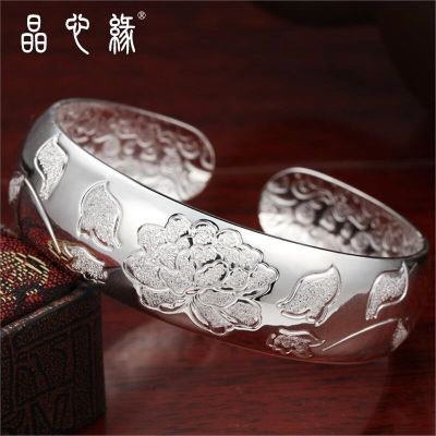 S999 fine silver sterling bracelet female fashion peony sent mother act the role ofing is tasted