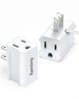 ▬∋∏ SUPERDANNY 2 Pack Plug Extender 3 Prong to 2 Prong Adapter Polarized Grounding Adapter with 2 AC Outlets Wall Plug Splitter