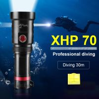 Rechargeable Battery Led XHP 70 Diving 30 Meters Brightening Flashlight Multi-gear Adjustable Portable Waterproof  Torch Light Rechargeable  Flashligh