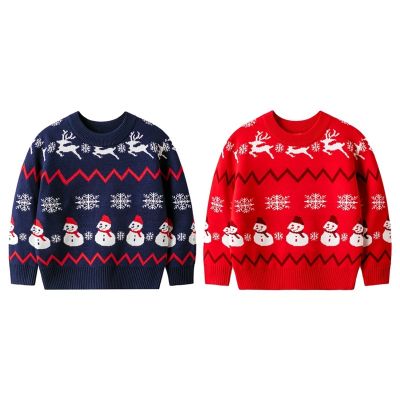 Christmas Winter Kids Sweater Girl Boy Snowman Printing Turtleneck Sweater Tops Coat Autumn Child Warm Loose Knit Pullovers