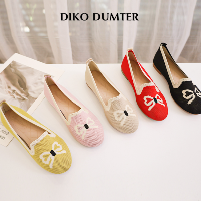DikoDumter รองเท้าโบ๊ทชูส์ผู้หญิง,รองเท้าลำลองพื้นนุ่มระบายอากาศได้ดีรองเท้าโลฟเฟอร์ทอผ้าแฟชั่นกลวง