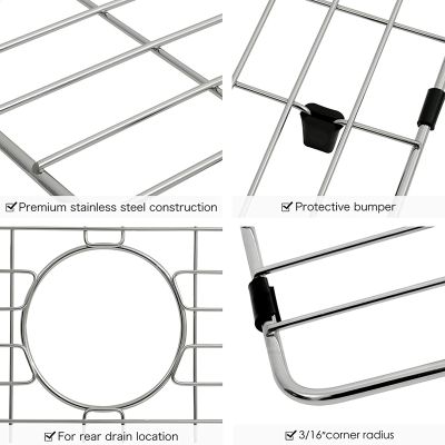 1 Piece Kitchen Sink Grid Stainless Steel Sink Grid and Sink Protectors for Kitchen Sink with Rear