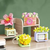 Creative and Interesting Vintage Camera Phone Flower Bonsai Desktop Decoration Building Blocks Bricks Toys Gifts