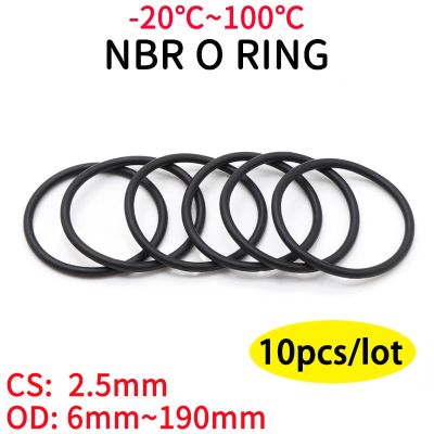 10pcs NBR O Ring Seal Gasket Thickness CS 2.4mm OD 6~190mm Nitrile Butadiene Rubber Spacer Oil Resistance Washer Round Shape Hand Tool Parts  Accessor