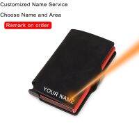 DIENQI Customize Anti Rfid Credit Card Holder Men Metal Smart Slim Wallet Bank Creditcard Holder Case with name dropshipping