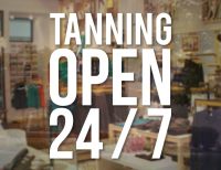 Tanning Open 247 Store Business Hours Sign Vinyl Decal custom store window glass door murals waterproof BH16