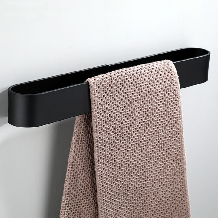 black-aluminum-slipper-clip-simple-style-u-pattern-nail-free-bathroom-towel-rod-towel-holder-kitchen-pot-cover-racks
