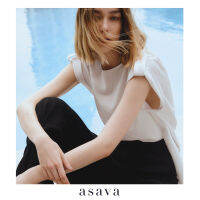 [asava aw22] Asava boxy t-shirt เสื้อผู้หญิง แขนสั้น ตกแต่งกระดุม คอกลม