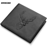 【CW】Vintage Men Wallet Short Multi-Card Coin Bag Male Purses High Quality Credit Card Holders Deer Head Men Wallet Clutch Money Bag