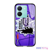 Casing Ponsel สำหรับ Vivo Y27 5G A78 OPPO 4G กันกระแทกอะนิเมะสำหรับเด็กผู้หญิงผู้หญิงเคสนักสืบโคนันปิดกระจกนิรภัยมันวาวฝาหลังโทรศัพท์